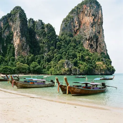 Longtail boats at Railay beach, Krabi